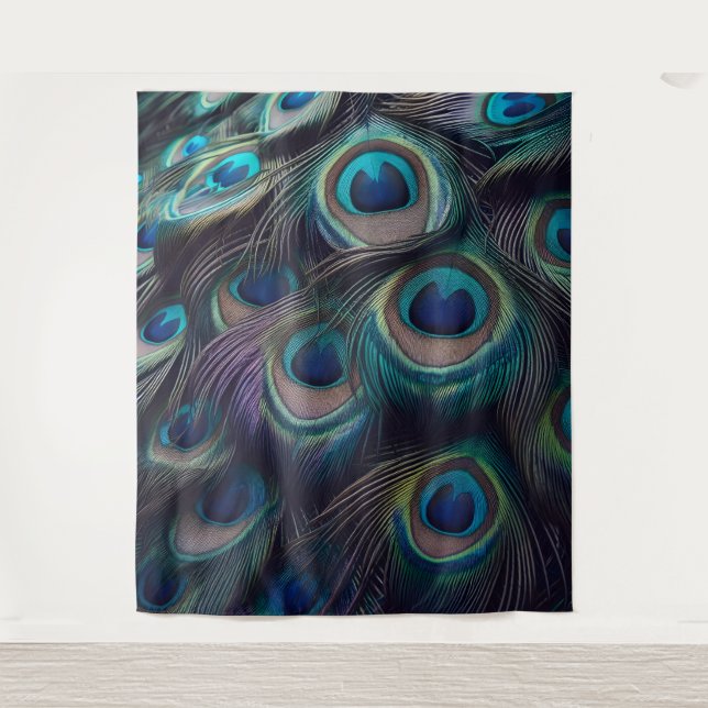 Tapete De Parede Peacock Feather motif Closeup (Frente)