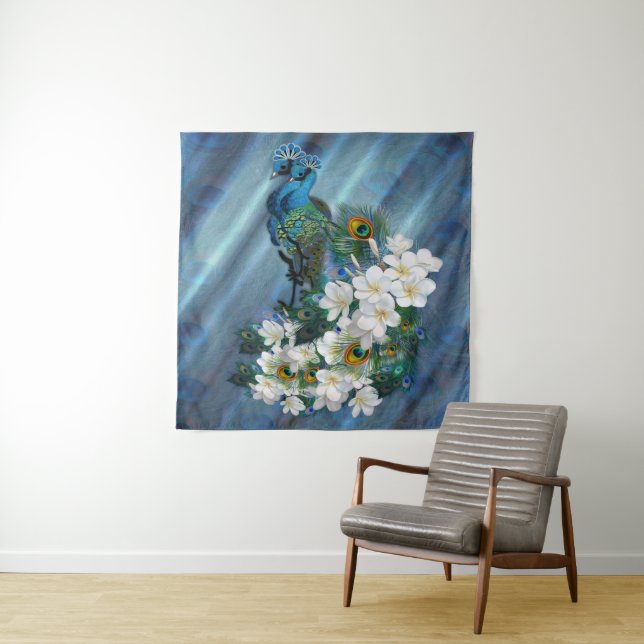 Tapete De Parede Peacocks no Emerald Green Silk (In Situ)