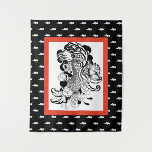 TAPETE DE PAREDE PEIXE JAPONÊS COM PADRÃO DE NUVEM