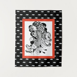 TAPETE DE PAREDE PEIXE JAPONÊS COM PADRÃO DE NUVEM