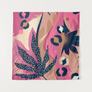 Tapete De Parede Pele Leopardo Moderna, Floral Exótico.