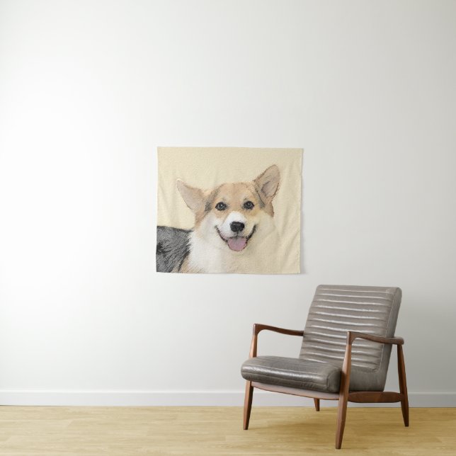 Tapete De Parede Pembroke Welsh Corgi - Pintura Original para Cacho (In Situ (Horizontal))