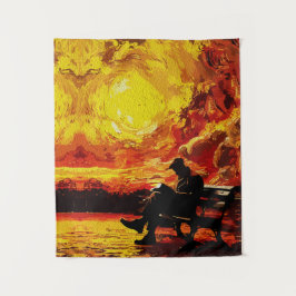 Tapete De Parede Pensamento perdido - Reflexão sobre o Sol Surreal