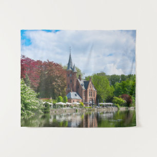 Tapete De Parede Pequeno castelo perto do lago em Bruges, Bélgica
