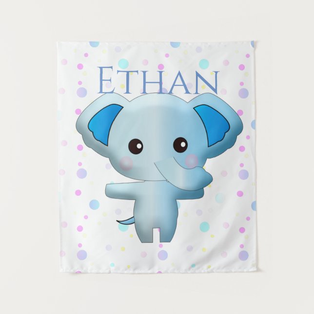 Tapete De Parede Pequeno Elefante Azul (Frente)