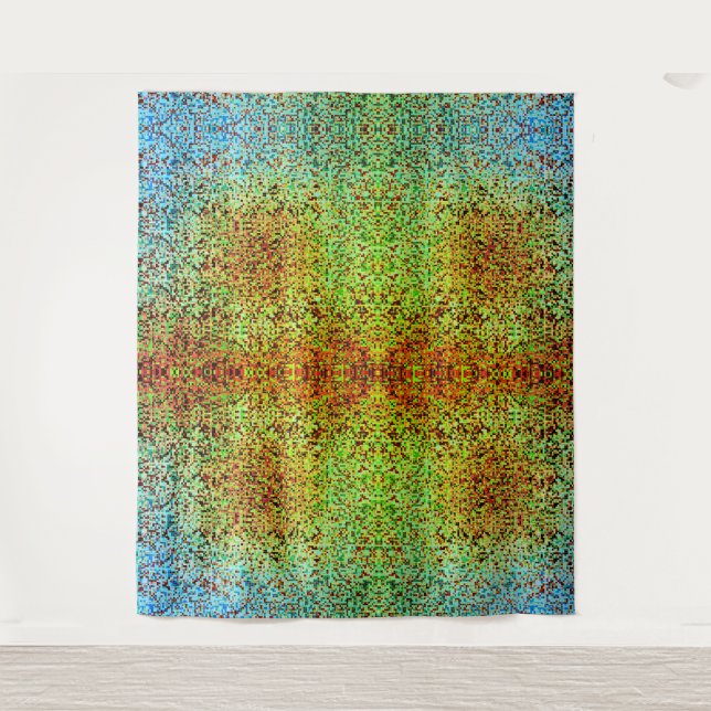 Tapete De Parede Pequenos quadrados ou azulejos, verdes e castanhos (Frente)