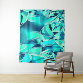 Tapete De Parede Percursos cianos com garoa sobre fundo aquamarino