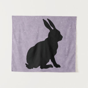 Tapete De Parede Perfil lateral Silhueta preta sentada Bunny Purple