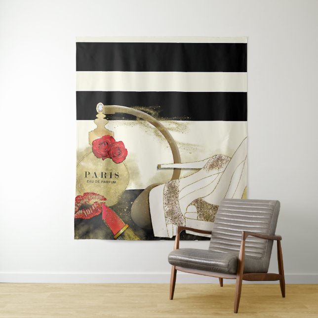 Tapete De Parede Perfume Rosas Saltos & Batom Paris Parfum (In Situ)