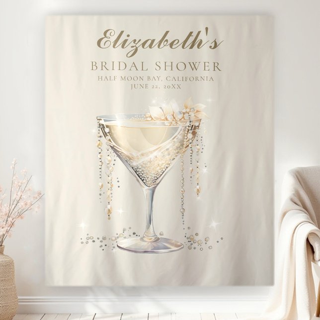 Tapete De Parede Pérolas Prosecco Marfim Dourado Fundo de Cena para (pearls bridal shower photo backdrop prosecco brunch ivory ecru gold elegant modern classy)