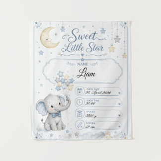 Tapete De Parede Personalisierbare Baby Geburtstafel mit Elefant