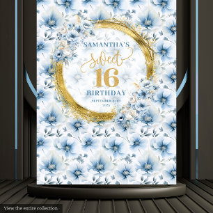 Tapete De Parede Personalizado Dusty Blue Sweet Sixteen com Brilho