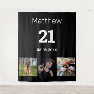 Tapete De Parede personalizado para aniversário de 21 anos com foto