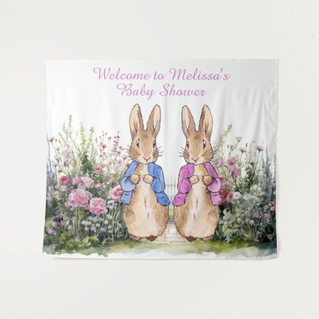 Tapete De Parede Personalize Coelhos Clássicos Chuveiro de Bebê GRA (Frente (Horizontal))