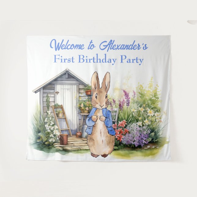 Tapete De Parede Personalize festa de um ano do Peter Rabbit (Frente (Horizontal))