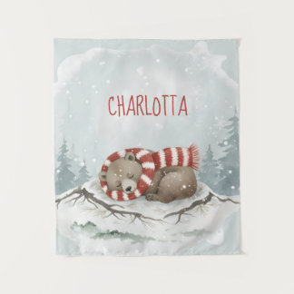 Tapete De Parede Personalized Baby Wall Art, Sleeping Bear Nursery 