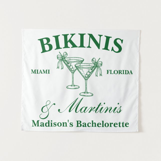 Tapete De Parede Personalized Bikinis & Martinis Bachelorette Party (Frente (Horizontal))