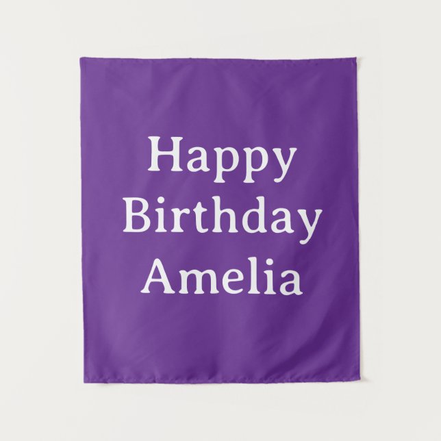Tapete De Parede Personalized Birthday Banner Custom Name Flag Wall (Frente)