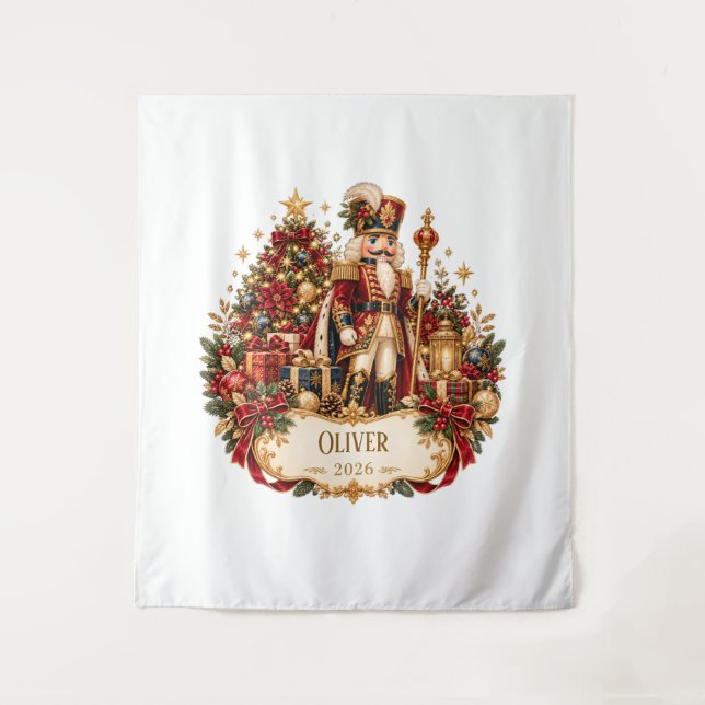 Tapete De Parede Personalized Nutcracker Christmas Blanket with Nam (Frente)