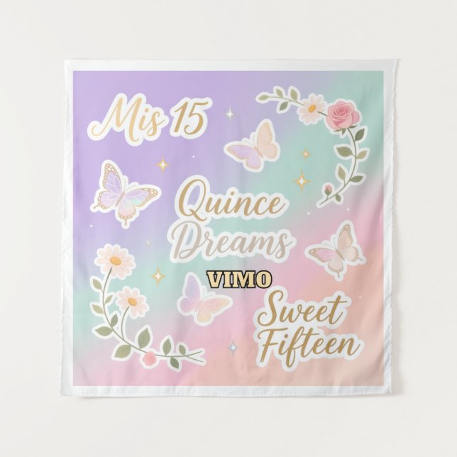 Tapete De Parede Personalized Quinceañera Photo Backdrop (Frente)