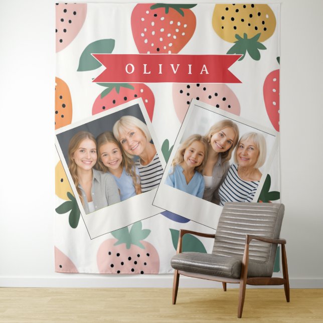 Tapete De Parede Personalized Summer Colorful Strawberry Pattern (In Situ)