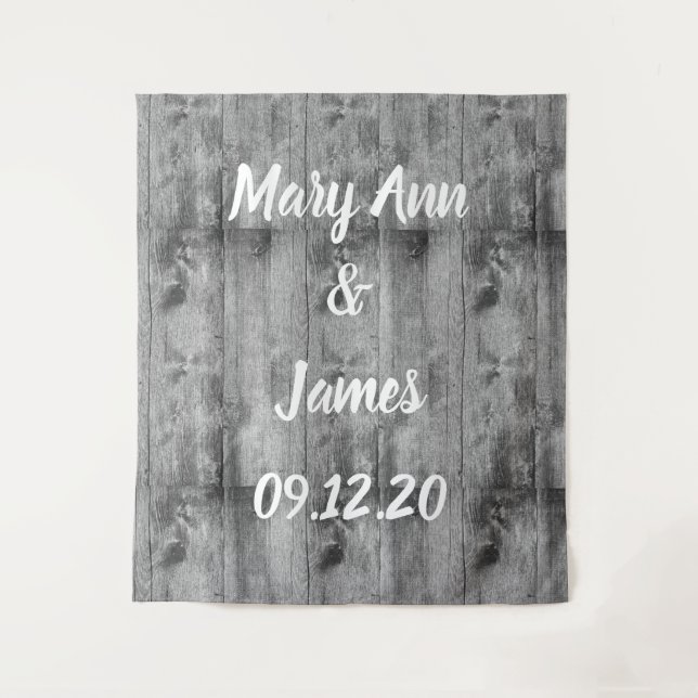 Tapete De Parede Personalized Wedding Backdrop Wood Background (Frente)