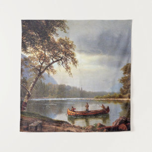 Tapete De Parede Pesca do salmão no Cascapediac Albert Bierstadt