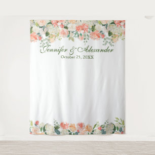 Tapete De Parede Pêssegos Creme Floral Fotografia de Casamento Cort