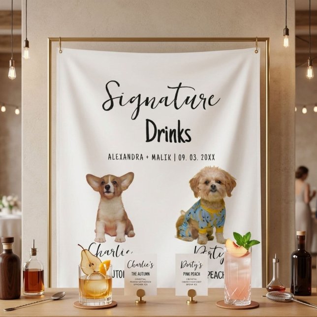 Tapete De Parede Pet Dog Calligraphy Signature Drink wedding sign (Criador carregado)