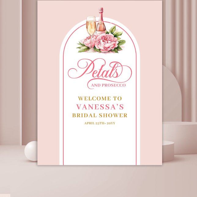 Tapete De Parede Pétalas elegantes em aquarela e parede de fotos co (Elegant watercolor petals and prosecco photo wall)