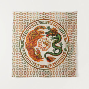 Tapete De Parede Phoenix e Dragão com a bagua #3