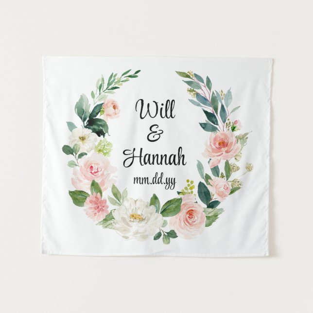 Tapete De Parede Photobooth de Recepção de casamento Verde Personal (Frente (Horizontal))