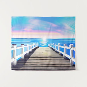 Tapete De Parede Pier, Ocean e Sky no amanhecer