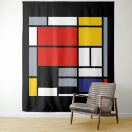 Tapete De Parede Piet Mondrian, Composição com Grande Plano Vermelh