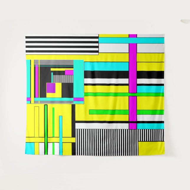 Tapete De Parede Pillo de néon geométrico abstrato geométrico brilh (Frente (Horizontal))