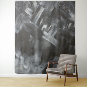 Tapete De Parede Pinceladas Abstratas Monocromáticas Preto e Branco