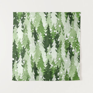Tapete De Parede Pine Trees Snow: Natal Com Aquarela.