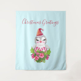 Tapete De Parede Pinguim de Natal bonito em Santa Hat