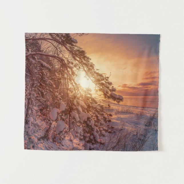 Tapete De Parede Pinheiros e pinheiros com neve (Frente (Horizontal))