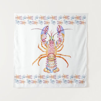 Tapete De Parede Pink and Blue Lobster