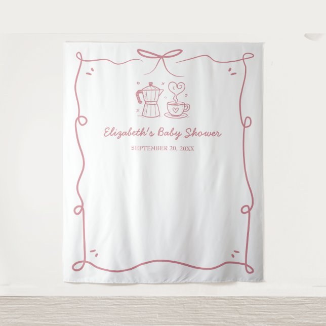 Tapete De Parede Pink Baby Is Brewing Coffee Baby Shower (Frente)