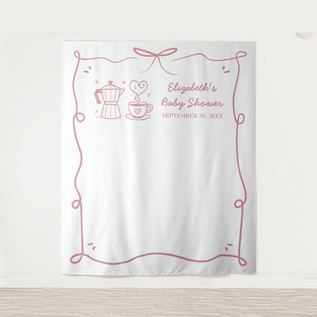 Tapete De Parede Pink Baby Is Brewing Coffee Baby Shower (Frente)