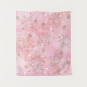 Tapete De Parede Pink Christmas Snowflakes Boho Patterno