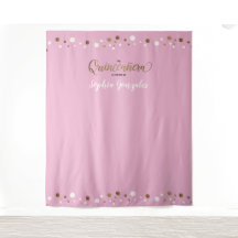 Pink Dourado Nome Confetti Quinceanera