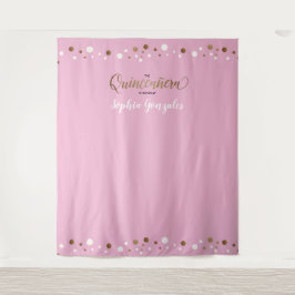 Tapete De Parede Pink Dourado Nome Confetti Quinceanera