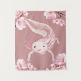 Tapete De Parede Pink Floral Axolotl Tapestry