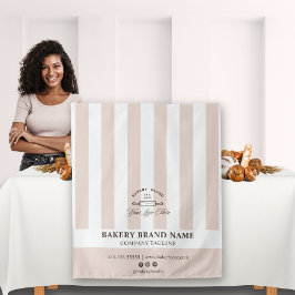 Tapete De Parede Pink French Stripes Bakery Logo Table Runner