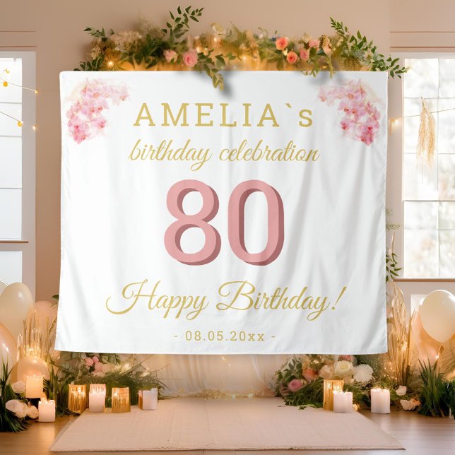 Tapete De Parede Pink Orchid Watercolor 80 Birthday (Criador carregado)