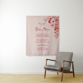 Tapete De Parede Pink Red Floral Wedding Bar Menu