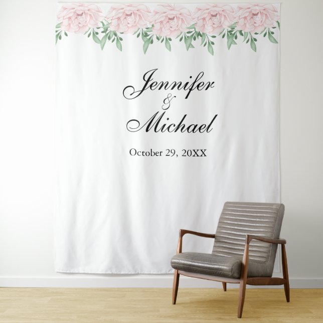 Tapete De Parede Pink Rose Foliage Photo Booth Backdrop (In Situ)